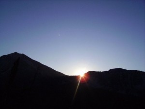 Sunrise over Buttemilk Ridge and Oval pk. 