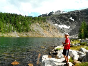 Finley with fish on at Upper Tiffany Lake